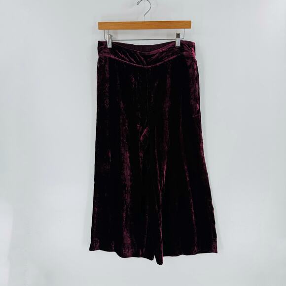 Madewell Velvet Huston Wide Leg Crop Pinot Noir Pull on Pants Cropped Size Large - Picture 2 of 8